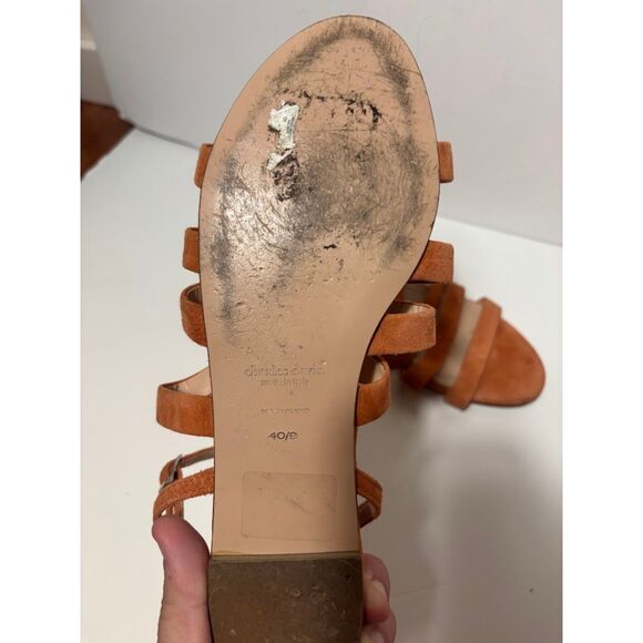 CHARLES DAVID Sandals women's Size 40 / 9 Orange Tan Strappy Ankle Strap Suede - Picture 4 of 4